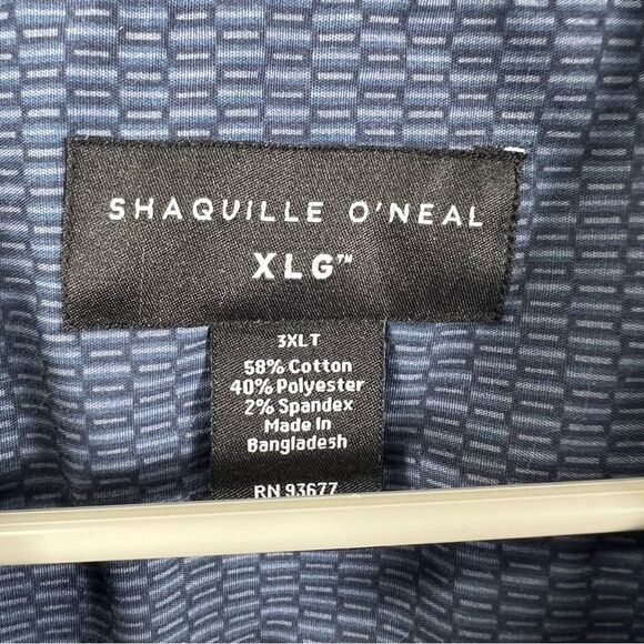 Shaquille O'Neal XLG Brand Mens Classic Blue Patterned Shirt 0650 - Picture 4 of 9